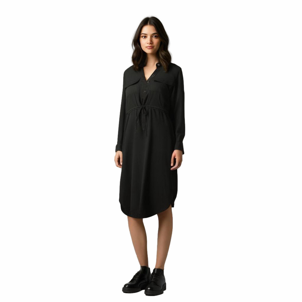 Motherhood Maternity Black Button Front Tie Waist Two Pockets Dress Size Small